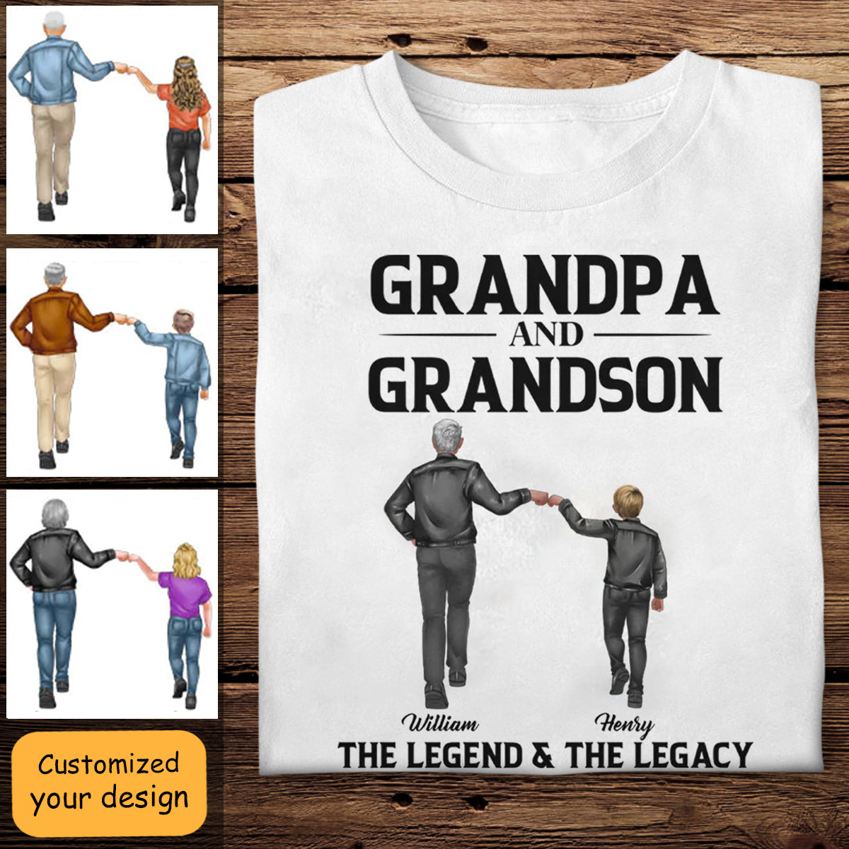 Grandpa Grandson The Legend The Legacy Apparel Gift For Grandfather