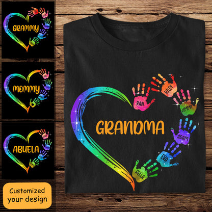 Grandma Heart Hand Prints - Personalized Apparel - Gift For Grandma