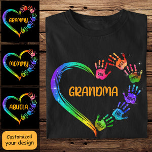 Grandma Heart Hand Prints - Personalized Shirt - Gift For Grandma
