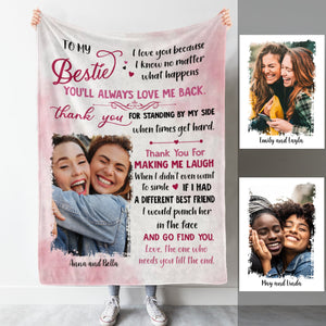 Upload Photo, To My Bestie Thanks For Standing By My Side And Making Me Laugh Personalized Fleece Blanket banner2_e4546ad1-f180-4e7c-bb73-8b67cf92475a.jpg?v=1630310354