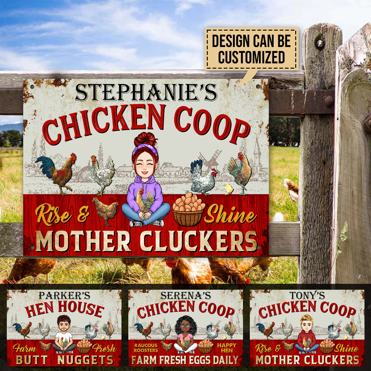 Rise And Shine Mother Cluckers - Personalized Vintage Metal Sign - Gift For Farmer, Chicken lover