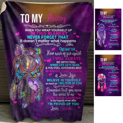 Dreamcatcher Love Life Believe In Yourself - Personalized Blanket - Gift For Granddaughter banner2_aa154f32-399e-40df-96c3-9d927e27c9df.jpg?v=1644998279