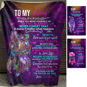 Dreamcatcher Love Life Believe In Yourself - Personalized Blanket - Gift For Granddaughter banner2_aa154f32-399e-40df-96c3-9d927e27c9df.jpg?v=1644998279