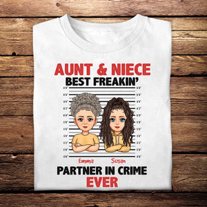 Auntie & Niece Best Partner In Crime - Personalized Shirt - Loving, Birthday, Gift For Aunt, Auntie, Niece