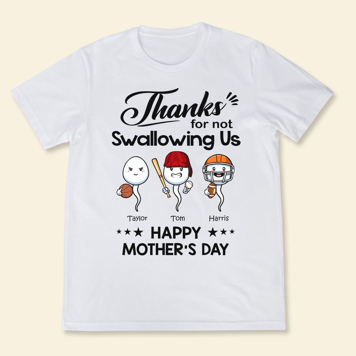Sport Thanks For Not Swallowing Us - Personalized Shirt - Mother's Day, Funny, Birthday Gift For Mom, Mother, Wife
