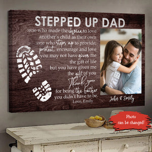 Stepped Up Dad Personalized Photo Canvas Gift for Father
