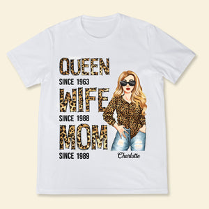 Queen Wife Mom Leopard Woman Custom Shirt Gift For Mom