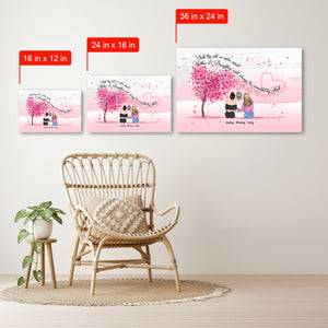 Mother & Daughters Forever Linked Together - Personalized Canvas - Mother's day Gift