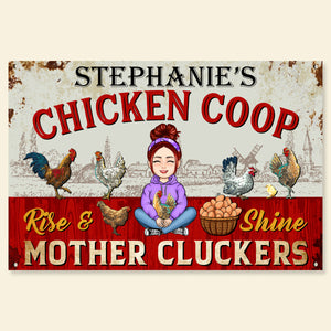 Rise And Shine Mother Cluckers - Personalized Vintage Metal Sign - Gift For Farmer, Chicken lover