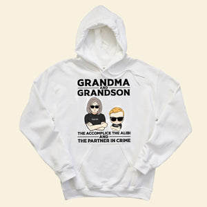 Grandma and Grandson,Granddaughter The Accomplice The Alibi and The Partner In Crime - Personalized Shirt - Gift For Grandma