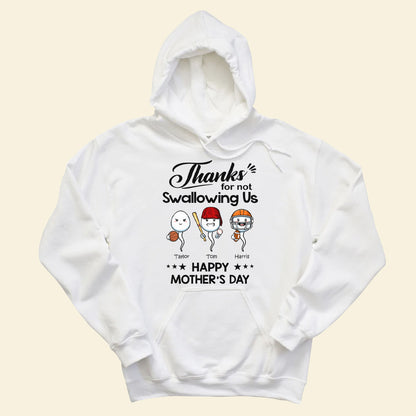 Sport Thanks For Not Swallowing Us - Personalized Shirt - Mother's Day, Funny, Birthday Gift For Mom, Mother, Wife