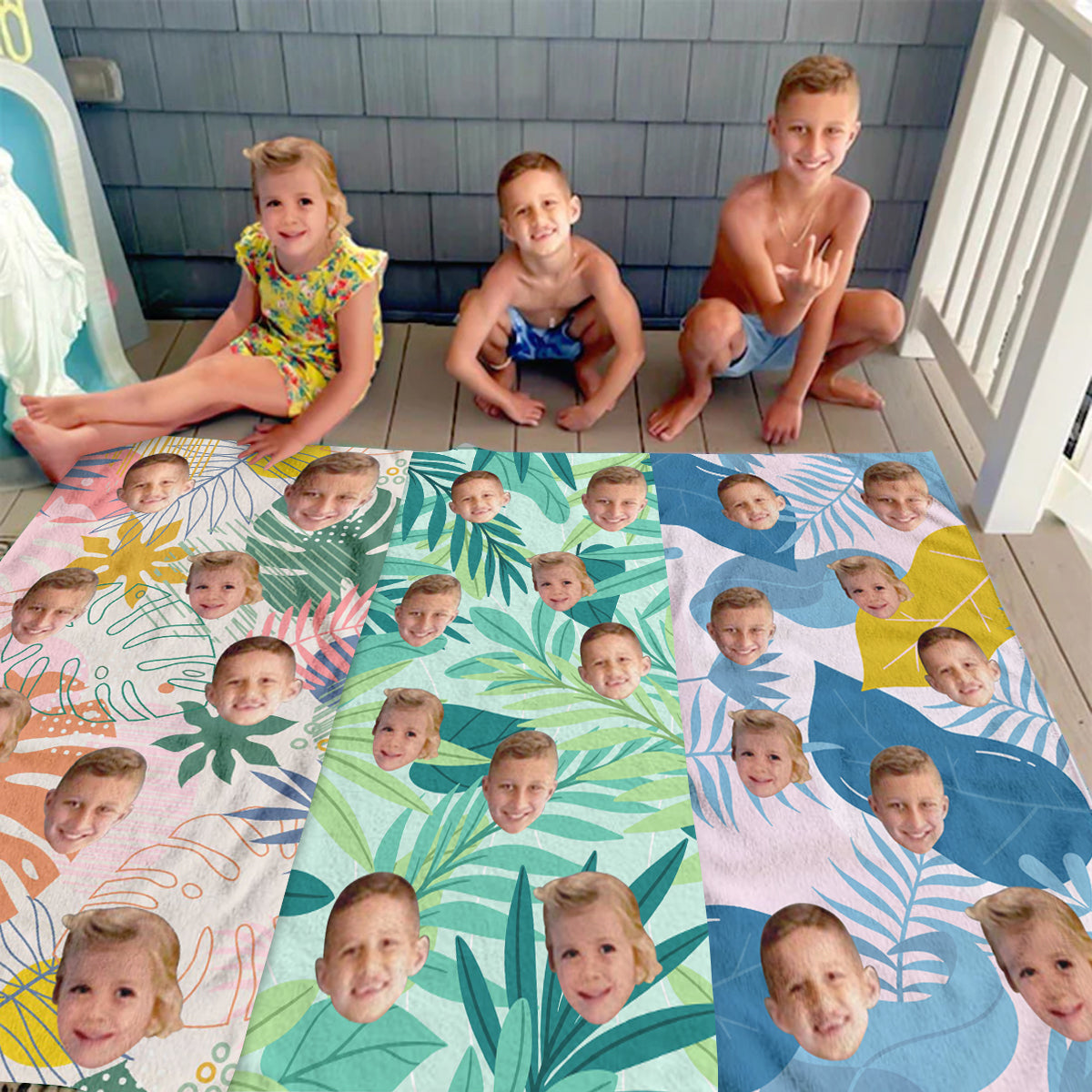 Custom Face - Personalized Beach Towel - Gift For Family Members, Friends, Summer Vacation