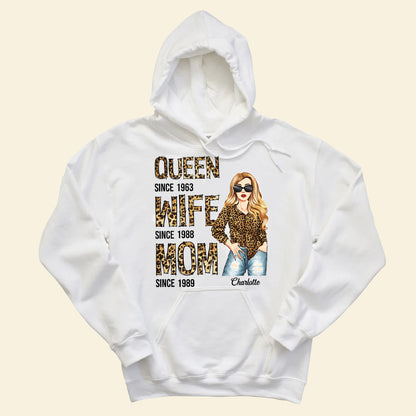 Queen Wife Mom Leopard Woman Custom Apparel Gift For Mom