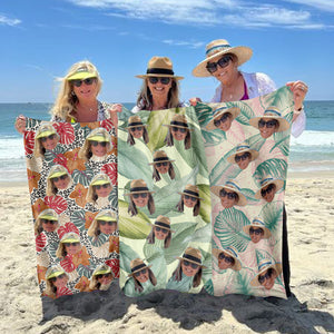 Custom Face - Personalized Beach Towel - Gift For Family Members, Friends, Summer Vacation