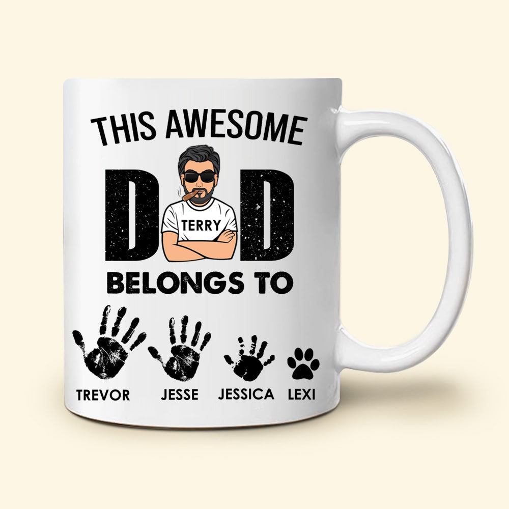 Awesome Dad Belongs To Kids Custom Mug Gift For Father
