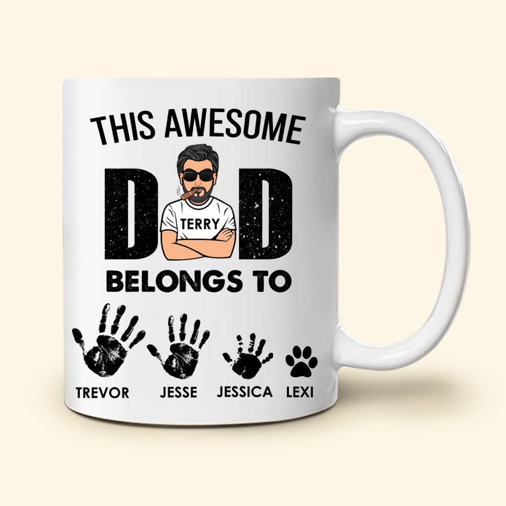 Awesome Dad Belongs To Kids Custom Mug Gift For Father