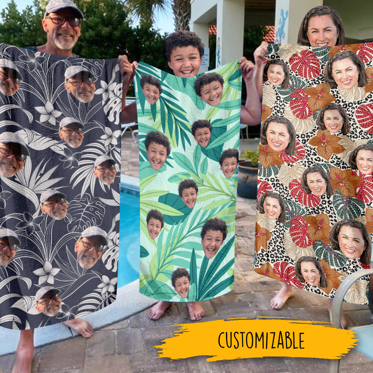 Custom Face - Personalized Beach Towel - Gift For Family Members, Friends, Summer Vacation