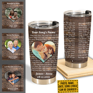 Gift For Couple Tumbler, Personalized Love Song Lyrics Gift