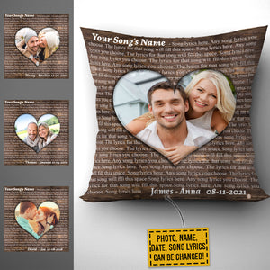 Gift For Couple Pillow, Personalized Love Song Lyrics Gift