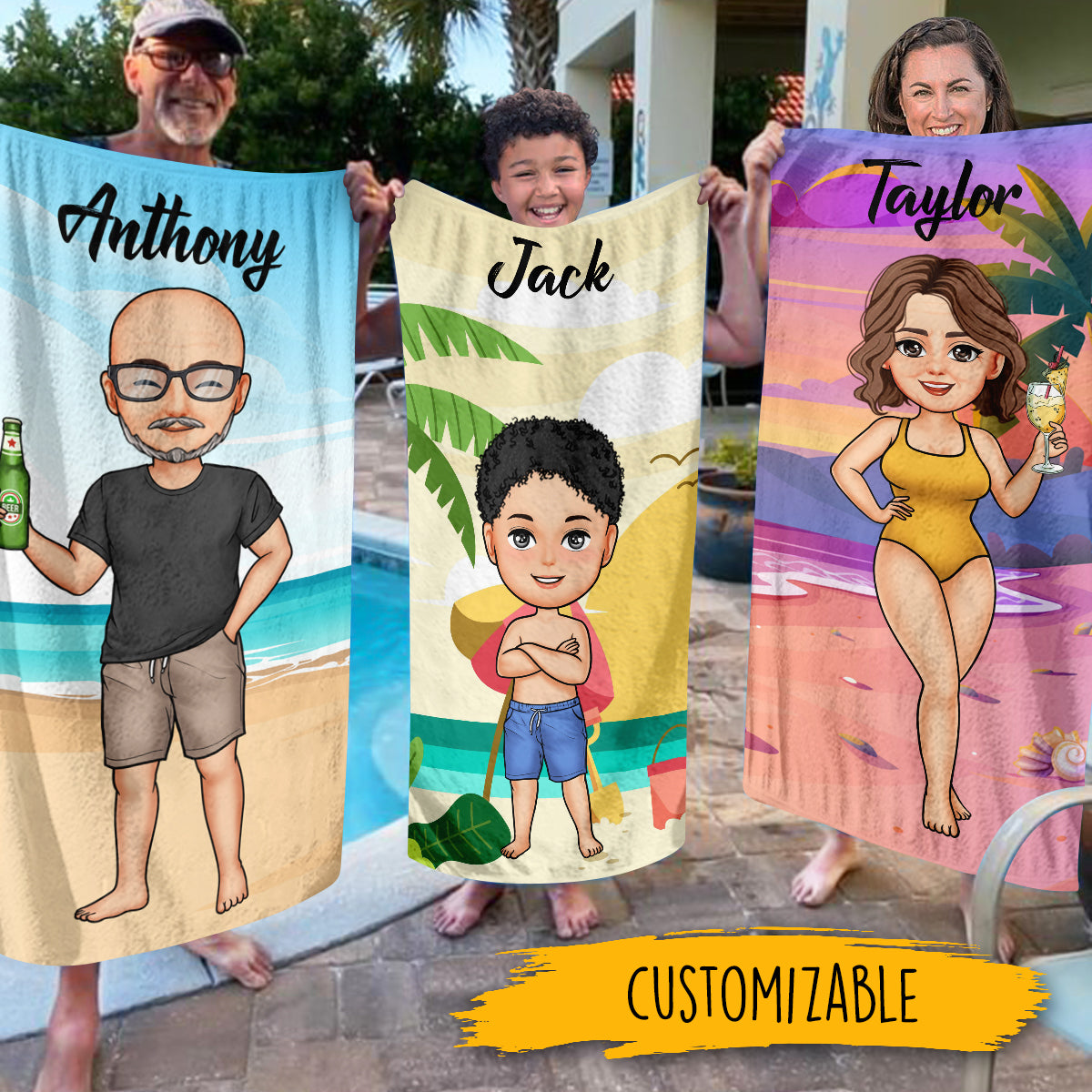 Family Summer Vacation - Personalized Beach Towel - Gift For Family, Friends