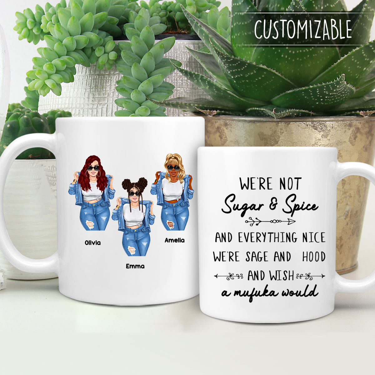 We're Not Sugar & Spice Personalized Mug Gift For Bestie