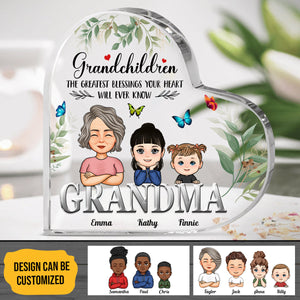 The Greatest Blessings - Personalized Heart Shaped Acrylic Plaque - Birthday Gift For Grandma, Mom bannerTheGreatestBlessings-PersonalizedHeartShapedAcrylicPlaque-BirthdayGiftForG.jpg?v=1677574934