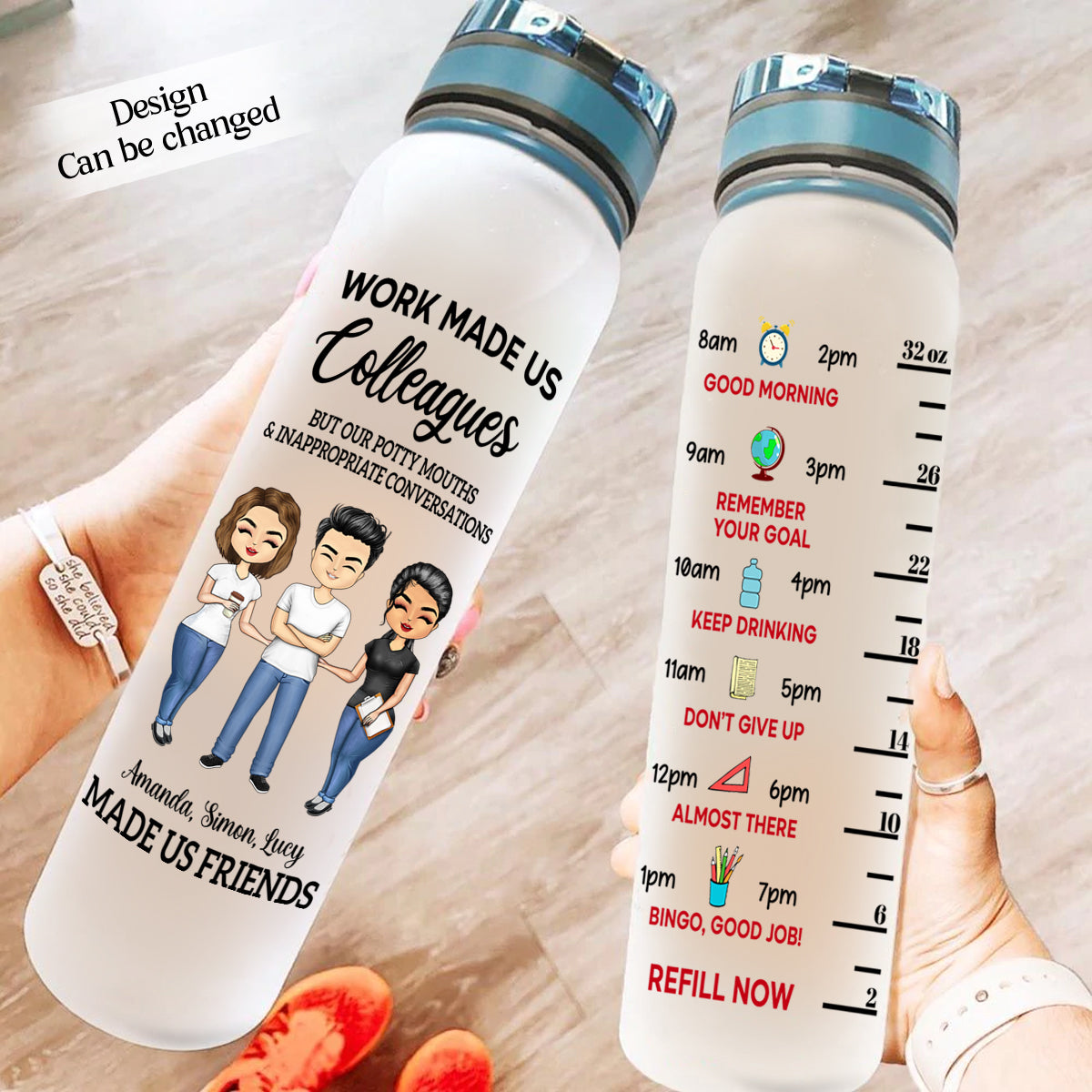 Work Made Us Colleagues Teacher - Personalized Water Tracker Bottle - Teacher