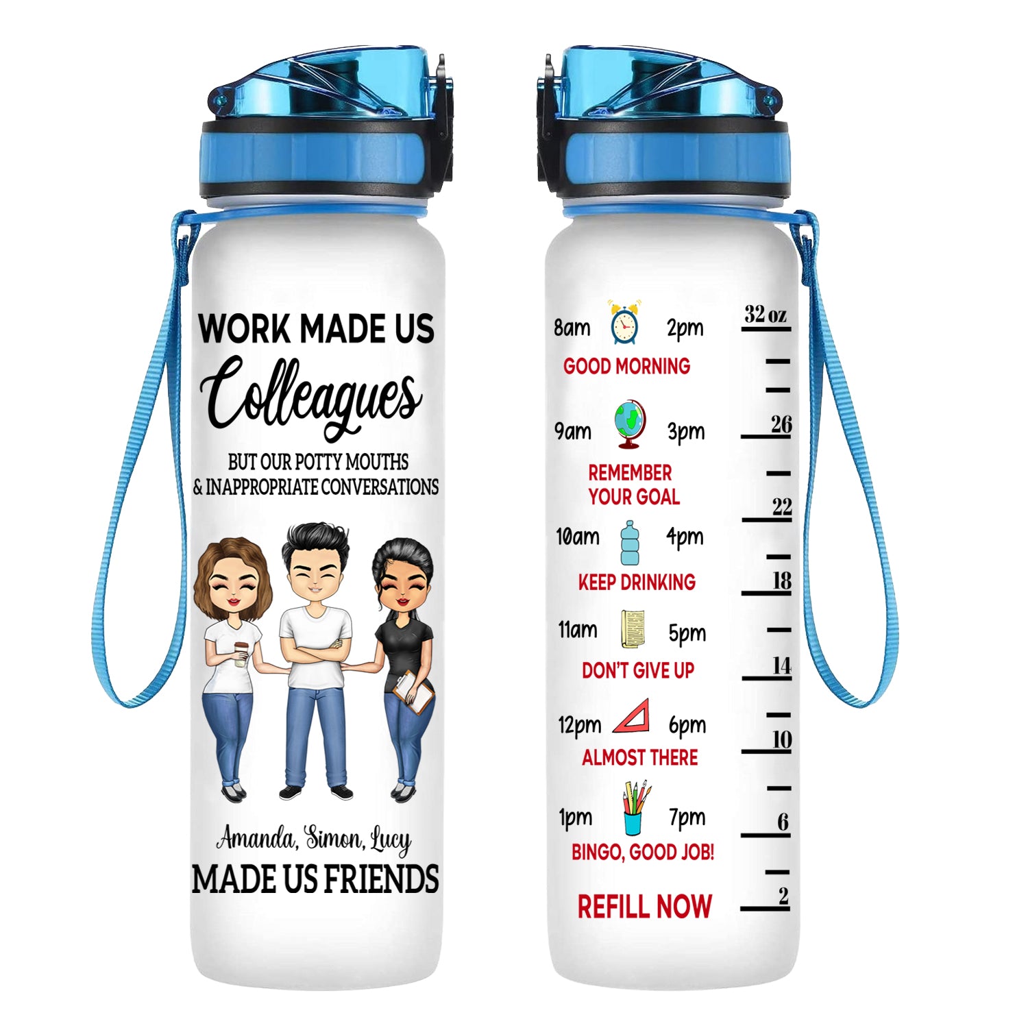 Personalized Gym Besties Water Tracker Bottle - Everyone Needs A