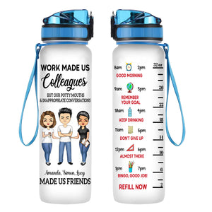 Work Made Us Colleagues Teacher - Personalized Water Tracker Bottle - Teacher