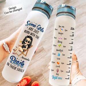 Some Girls Are Just Born With The Beach In Their Souls - Personalized Water Tracker Bottle - Beach