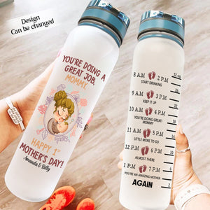 You're Doing A Great Job Mommy, Mother's Day Gift For First Time Mom - Personalized Water Tracker Bottle - Gift For Mom