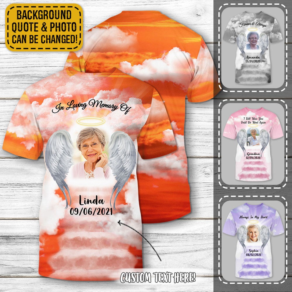 Heaven Wings RIP Personalized Photo 3D All Over Print Shirt