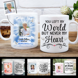 Loving Memories Memorial Upload Photo You Left My World But Never My Heart Personalized Mug banner_7d086c24-10e1-43ee-b5be-cfb3460defe0.jpg?v=1628653446