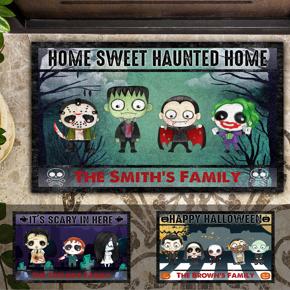 Happy Halloween Family Home Sweet Haunted Home Horror Character Personalized Doormat banner_ce75a5c5-9a63-4ad4-8da7-f20c4b8689a8.jpg?v=1686801577