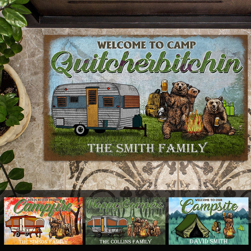Welcome Fall Campsite Bear Camping Crew Autumn Quitcherbitchin Happy Campers Personalized Doormat banner_c92e9a49-57bf-4555-a250-c94af45ae184.jpg?v=1629874394