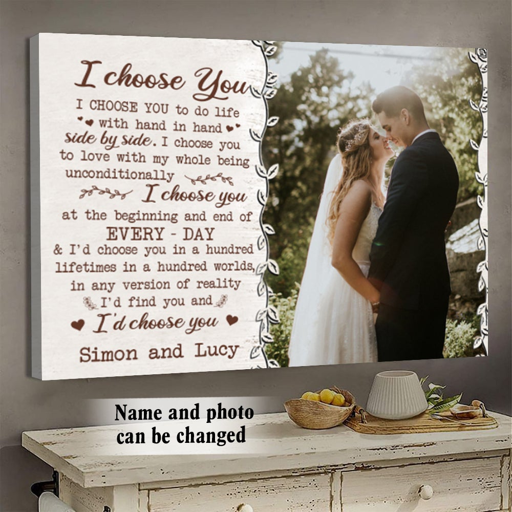 Upload Photo, Deer Couple I Choose You Gift For Couple Personalized Poster - Canvas banner_canvas_fb_27.10_deer_couple.jpg?v=1635477284