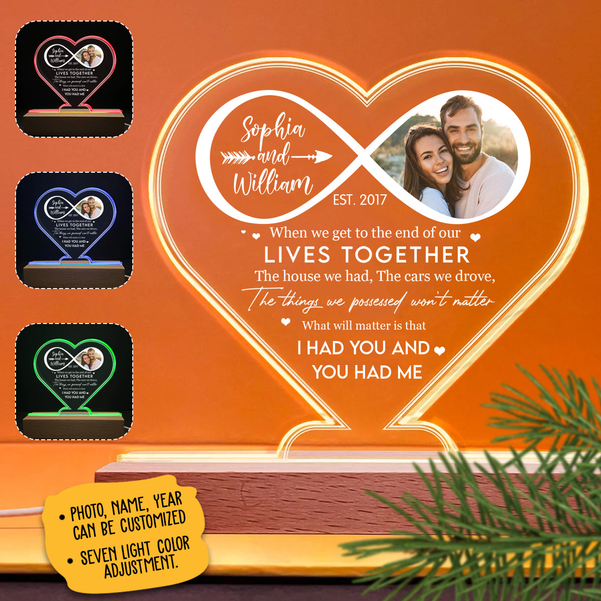 I Had You And You Had Me 3D Led Light Wooden Base - Gift For Couple
