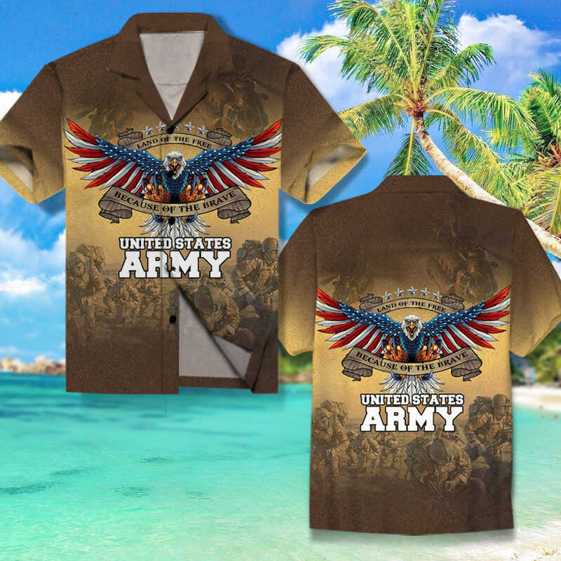 Land Of The Free Because Of The Brave Us Army All Over Print Hawaiian Shirt