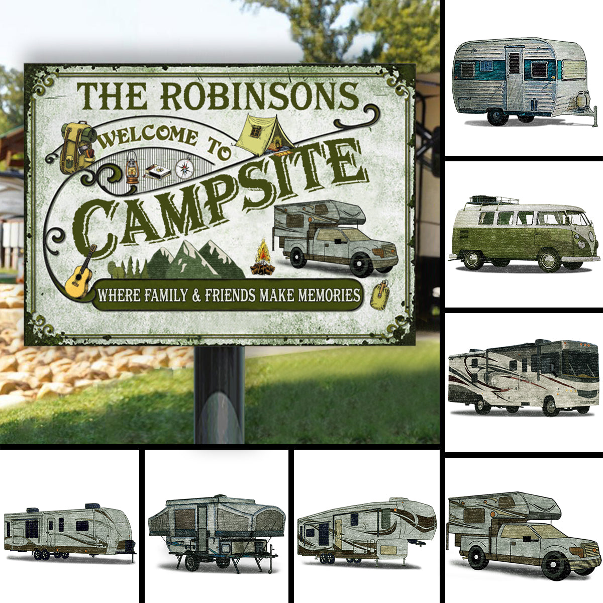 Camping, Welcome To Campsite Personalized Metal Sign banner_print_metal_sign_ngang_20.7.jpg?v=1626856277