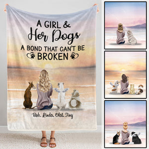 Angel Dog A Girl And Her Dogs A Bond Can't Be Broken Dog Mom Personalized Blanket - Gift For Dog Lovers bannerblanket-fb.jpg?v=1658463660