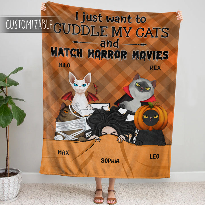 I Just Want To Cuddle My Cats And Watch Horror Movies Personalized Blanket Gift For Cat Lovers bannerblanket1gg_a2f6df90-047e-4d52-8db2-87a0684893fa.jpg?v=1664597961