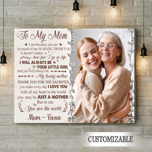 To My Mom I Love You With All My Heart - Personalized Photo Canvas - Gift For Mom