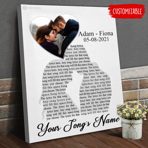 Couple Silhouette Song Lyrics - Personalized Canvas - Gift For Couple