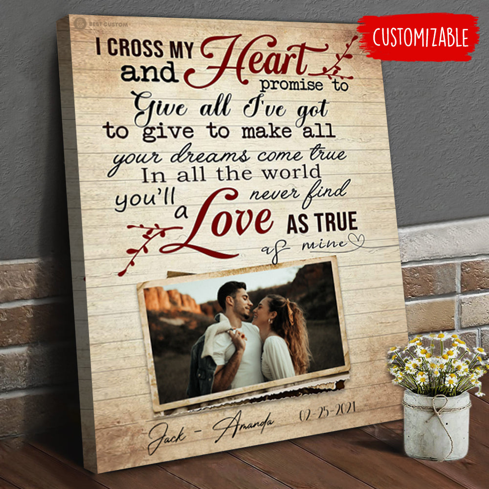 I Cross My Heart - Personalized Canvas - Gift For Couple