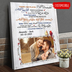 Bird There Are Places I'll Remember - Personalized Canvas - Gift For Couple