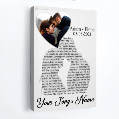 Couple Silhouette Song Lyrics - Personalized Canvas - Gift For Couple