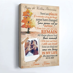 Tree Color There Are Places I'll Remember - Personalized Canvas - Gift For Couple