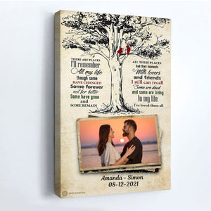 Tree Bird There Are Places I'll Remember - Personalized Canvas - Gift For Couple