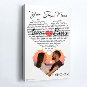 Heart Love Song Lyrics - Personalized Canvas - Gift For Couple