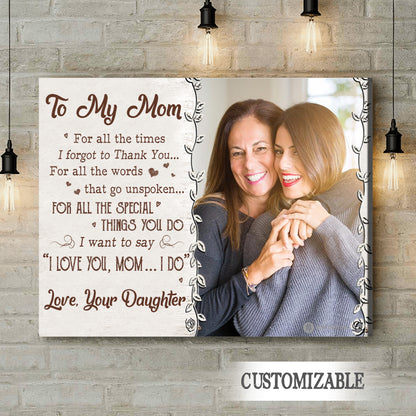 I Love You Mom Personalized Photo Canvas Gift For Mom